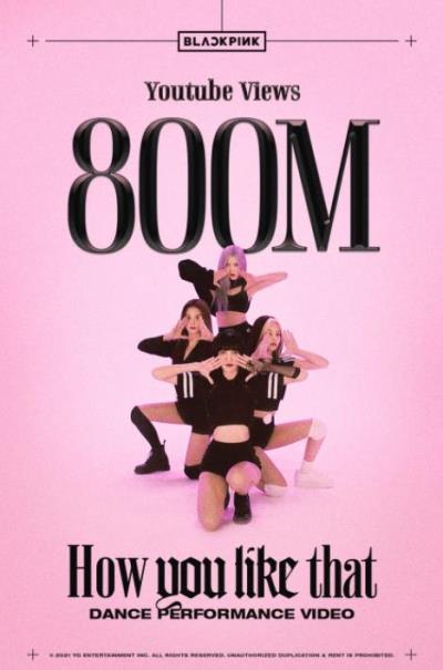 BLACKPINK「How You Like That」ダンス映像がYoutubeで8億ビュー突破！